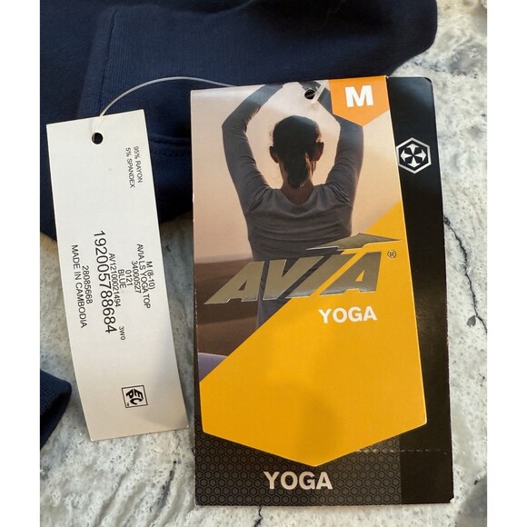 Avia Criss Cross Back Long Sleeve Yoga Sweatshirt Size Medium Navy Blue NWT - Picture 6 of 9